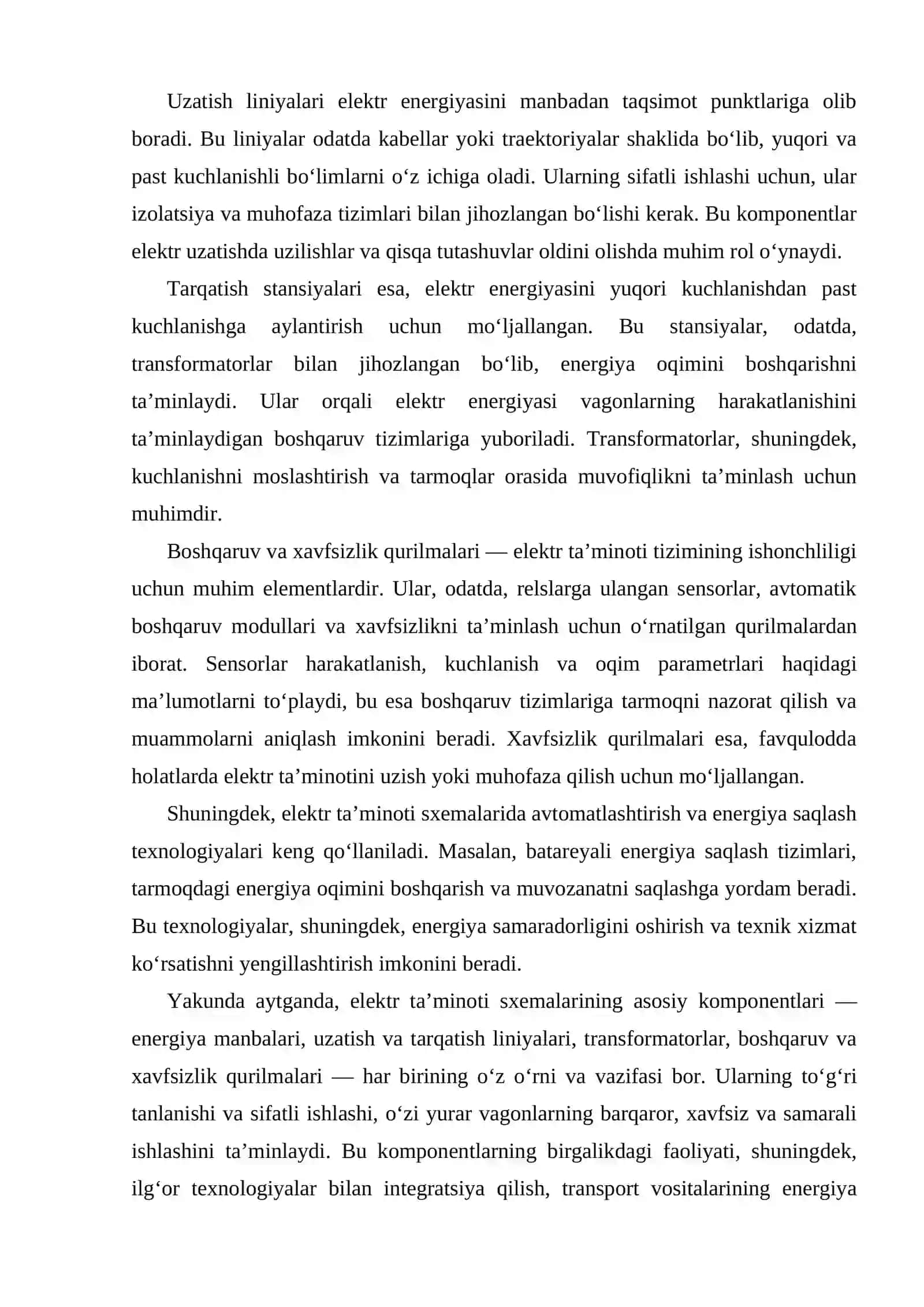 O'ZIYURAR VAGONLAR ELEKTR USKUNALARI VA ELEKTR TA'MINOTI 4