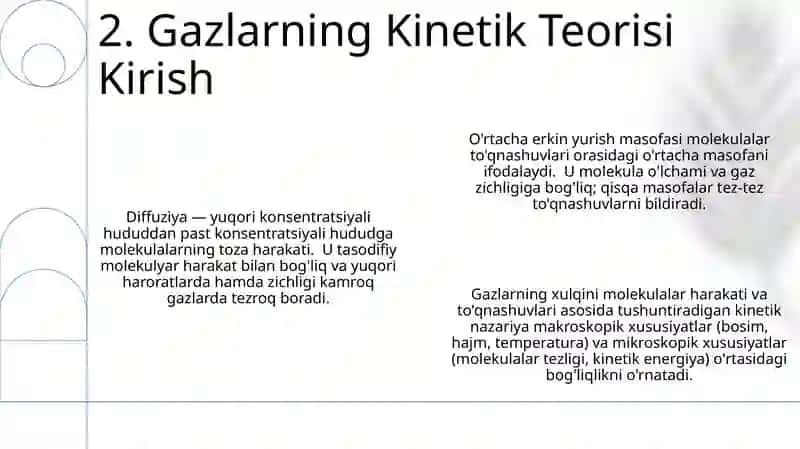 Molekulalarning erkin yugurish yo'li. Diffuziya 4