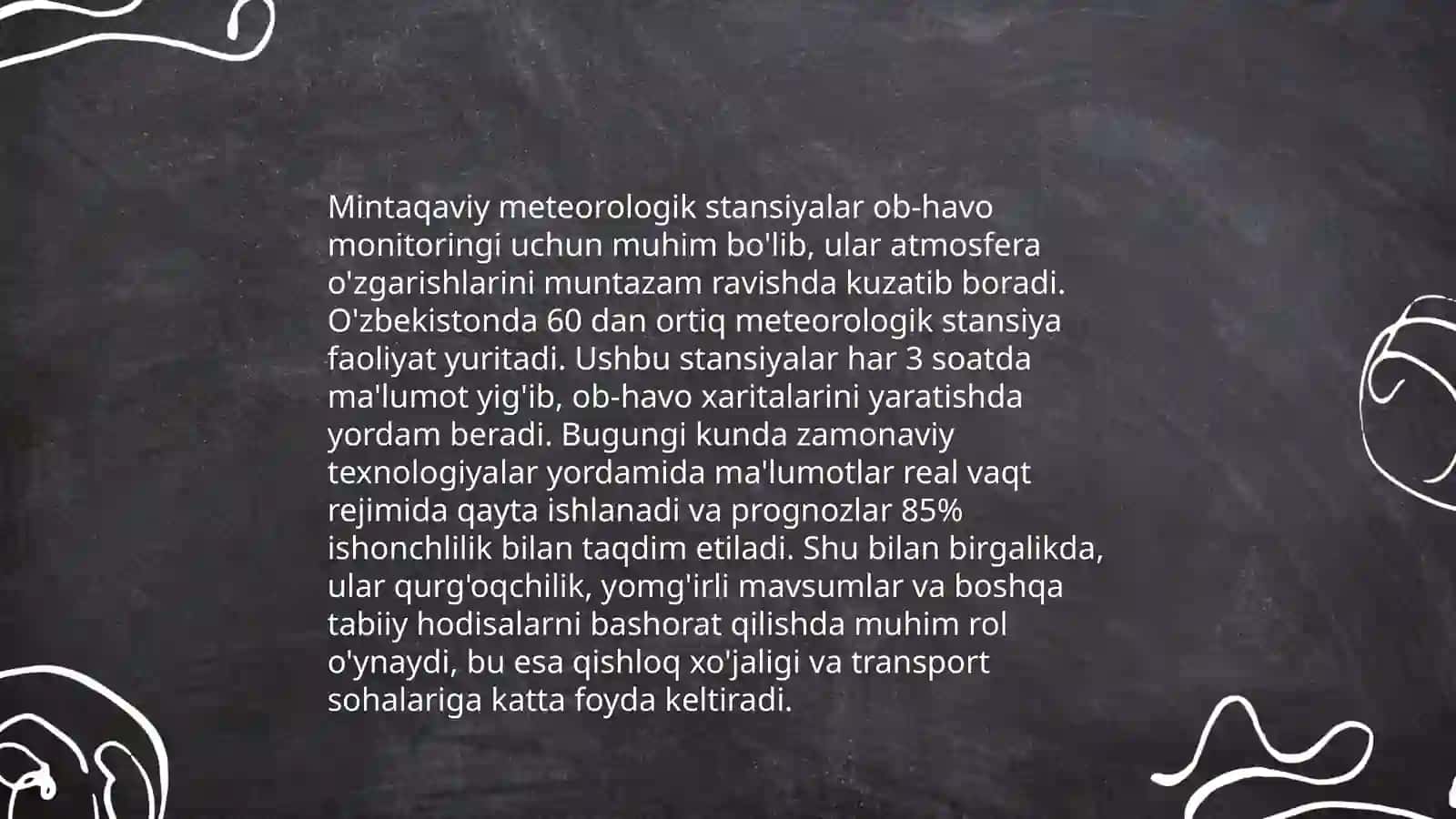 Qoraqalpogʻistonda atmosfera resurslarining oʻzgarishi mintaqaviy metostaciya maʼlumotlar va atmosfera havosining muhofaza qilish masalalari 4