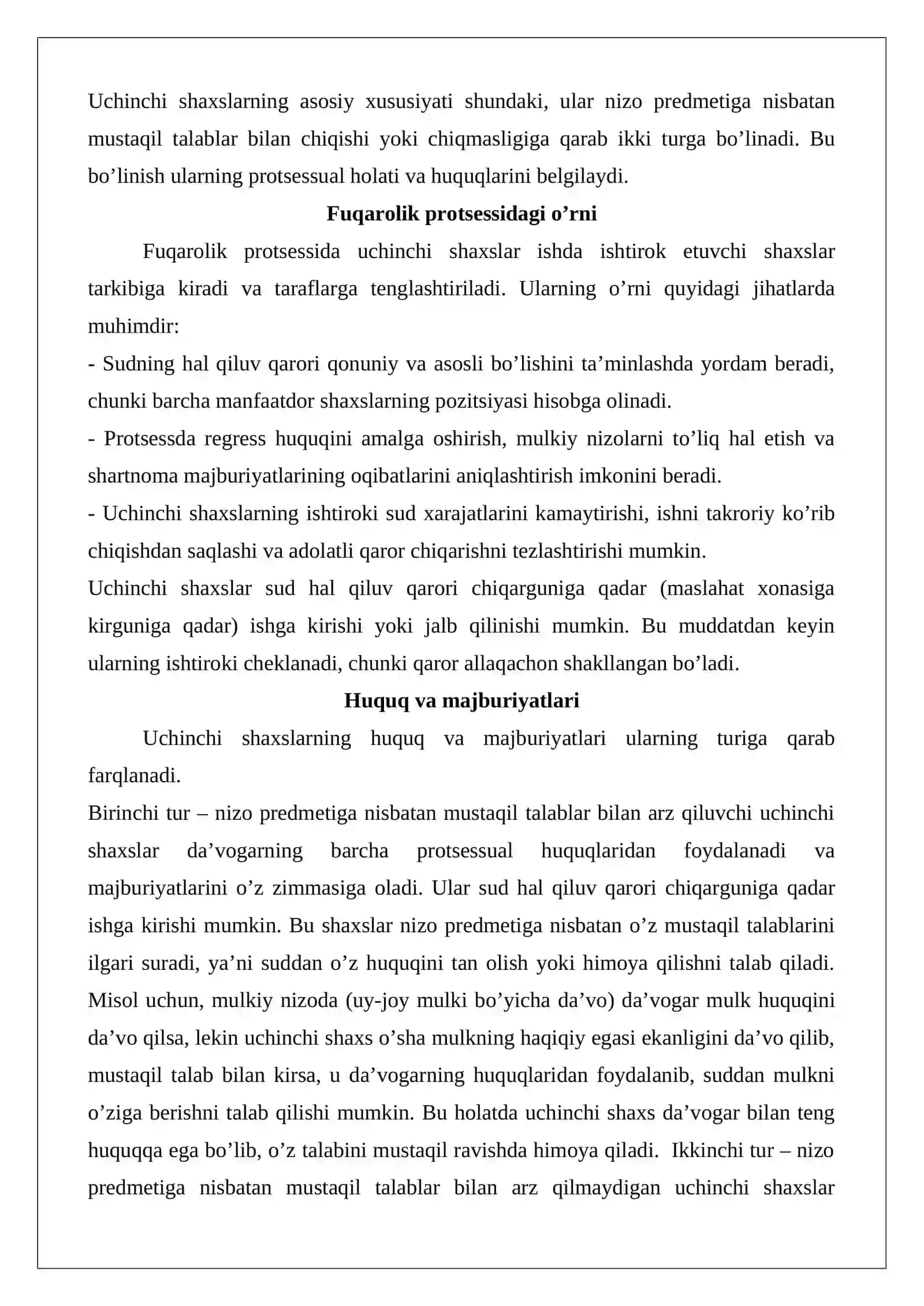 Fuqarolik protsessida uchinchi shaxslarning ishtiroki 4