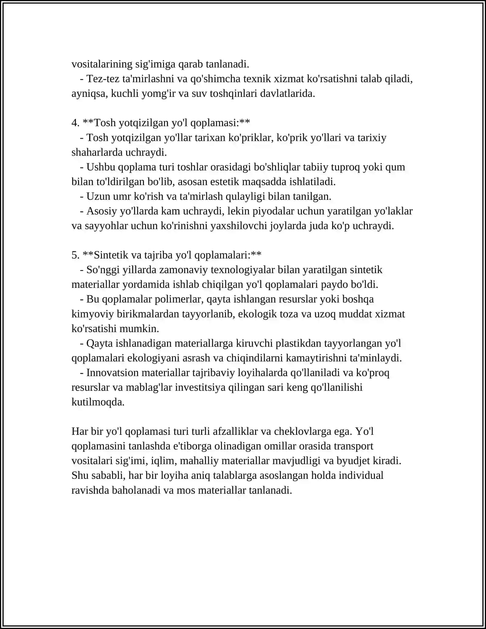 AVTOMOBIL YO'LLARINI EKSPLUATATSIYA QILISH STRATEGIYASI 4