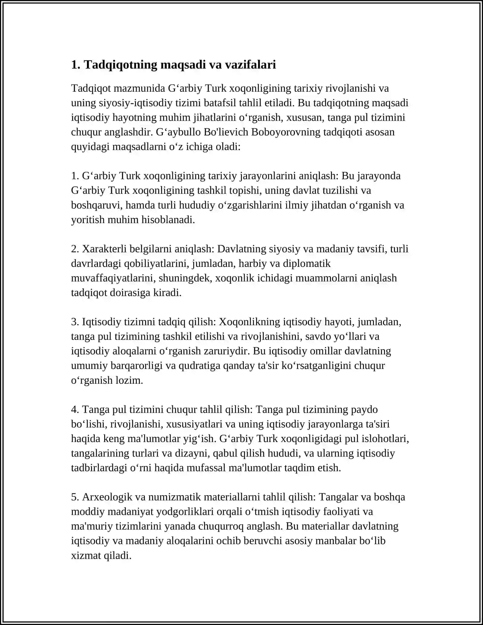 BOBOYOROV G'AYBULLO BOLIEVICHNING G'ARBIY TURK XOQONLIGI TARIXI VA UNING TANGA PUL TIZIMI AFTOREFERATI 4