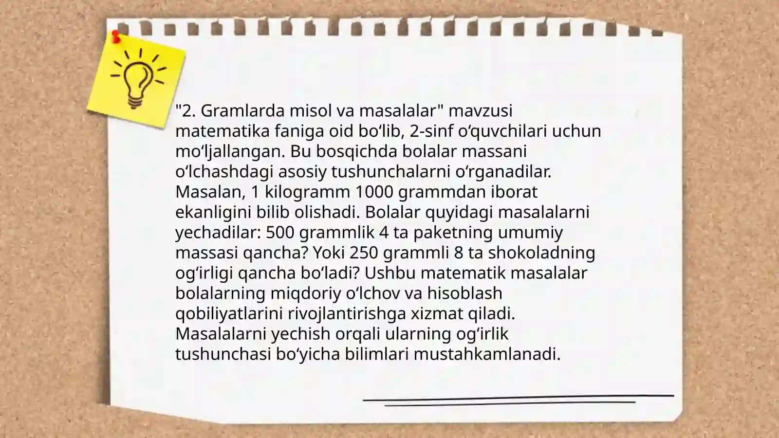 Massa o'lchov birliklari mavzusida misol va masalalar yechishga o'rgatish metodikasi 4