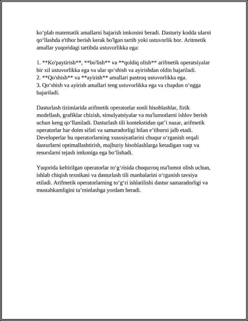 JAVASCRIPT DASTURIDA ARIFMETIK AMALLAR 4