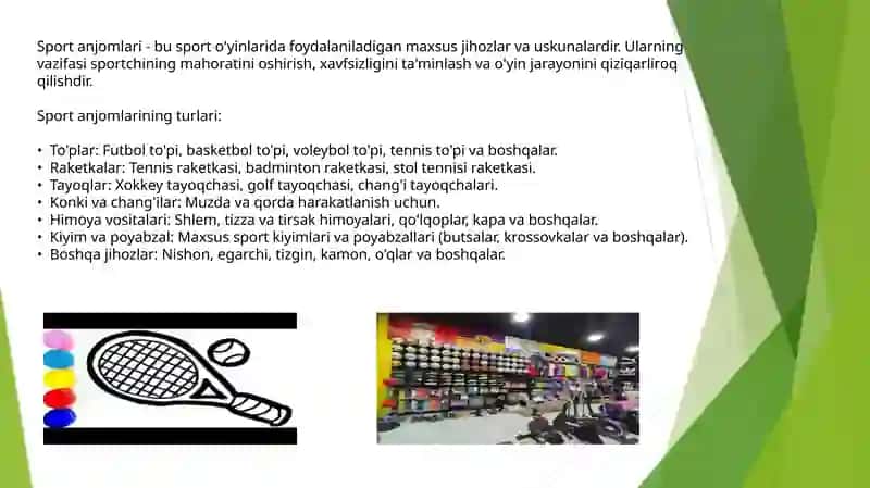 O’yinlarda ishlatiladigan sport anjomlarini o’rganish 4