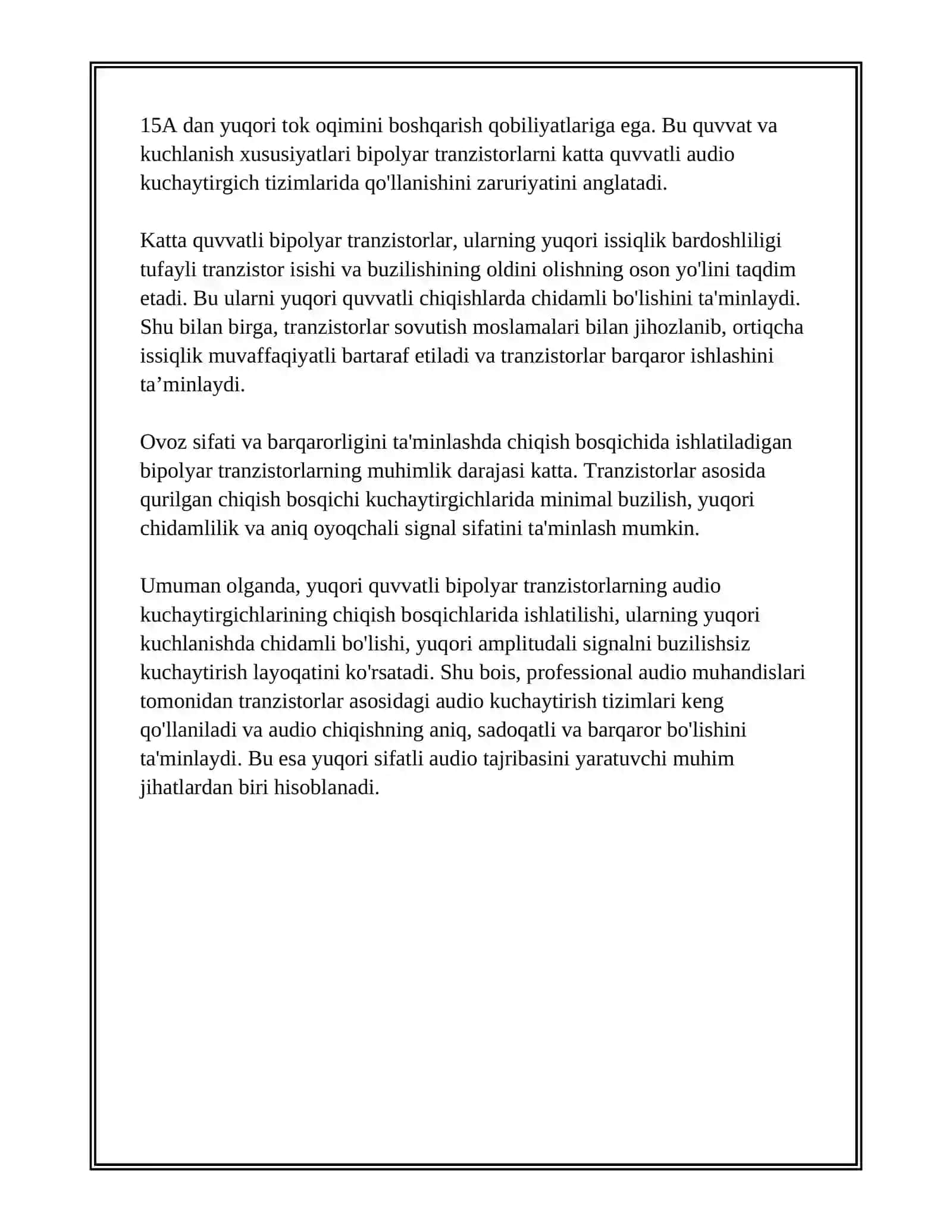 KATTA QUVVATLI BIPOLYAR TRANZISTORNI ISHLATILISHI 4