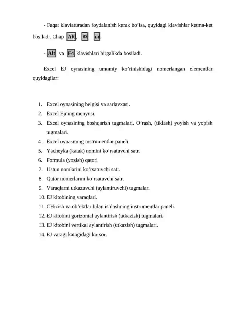 Excel elektron jadvali va uning imkoniyatlari 4
