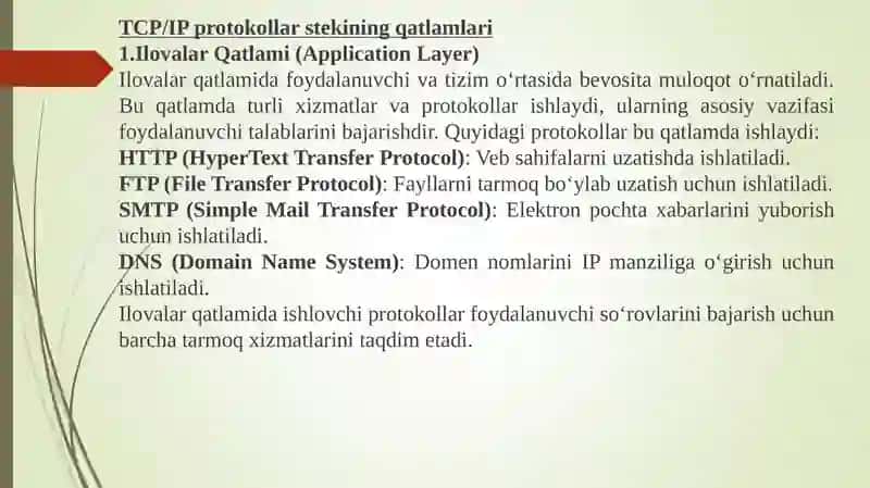TCP/IP protokollar steki 4