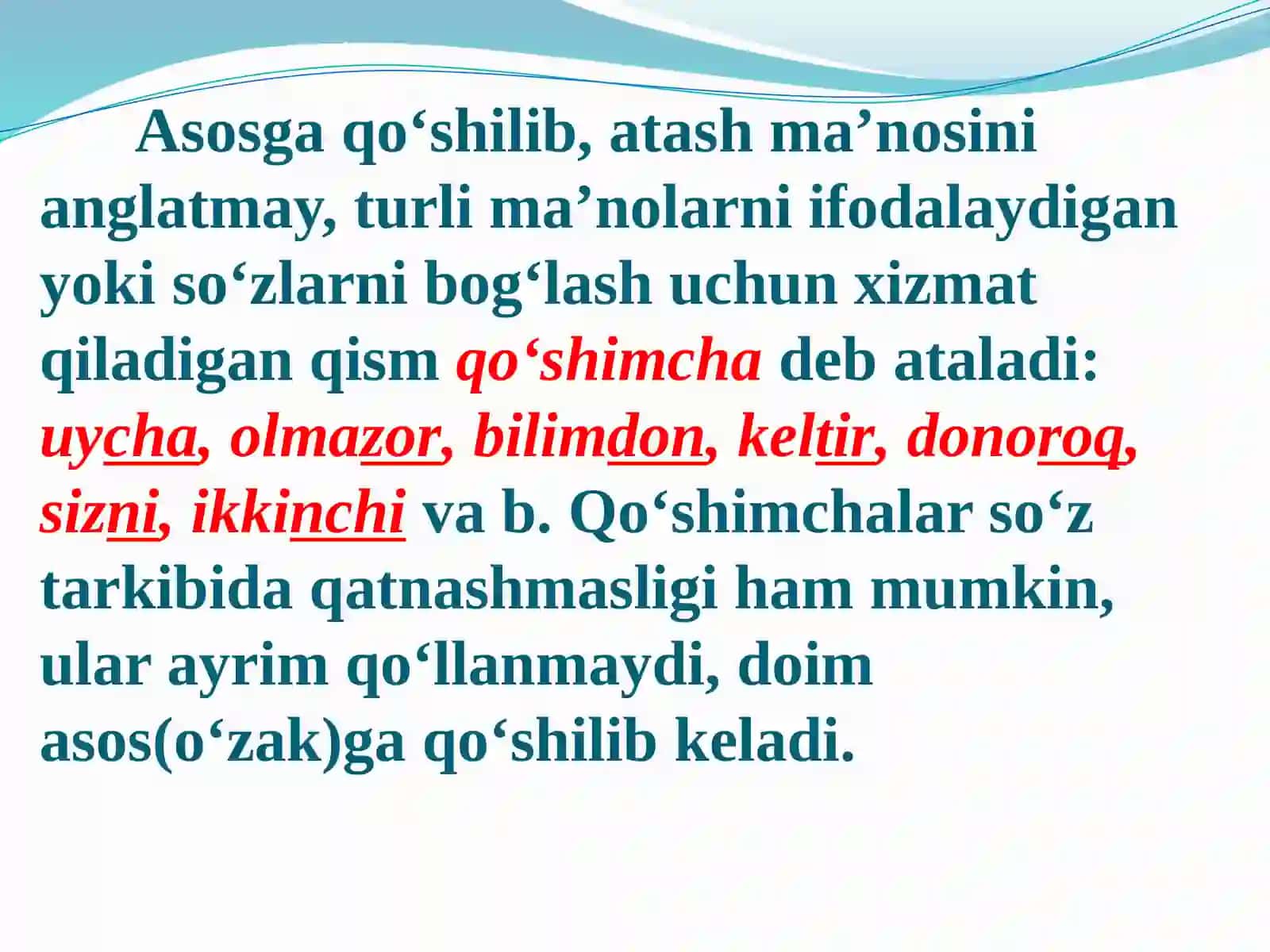 MORFEMIKA. MORFEMA VA UNING TURLARI. SO‘Z YASALISHI 4