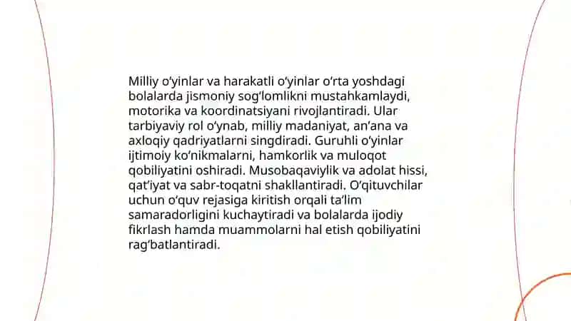 Oʻrta yoshdagi bolalarga beriladigan milliy va harakatli oʻyinlarni oʻrgatish 4