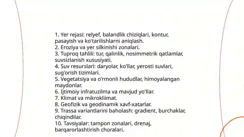 Chiziqli inshoatlarni trassalash 4