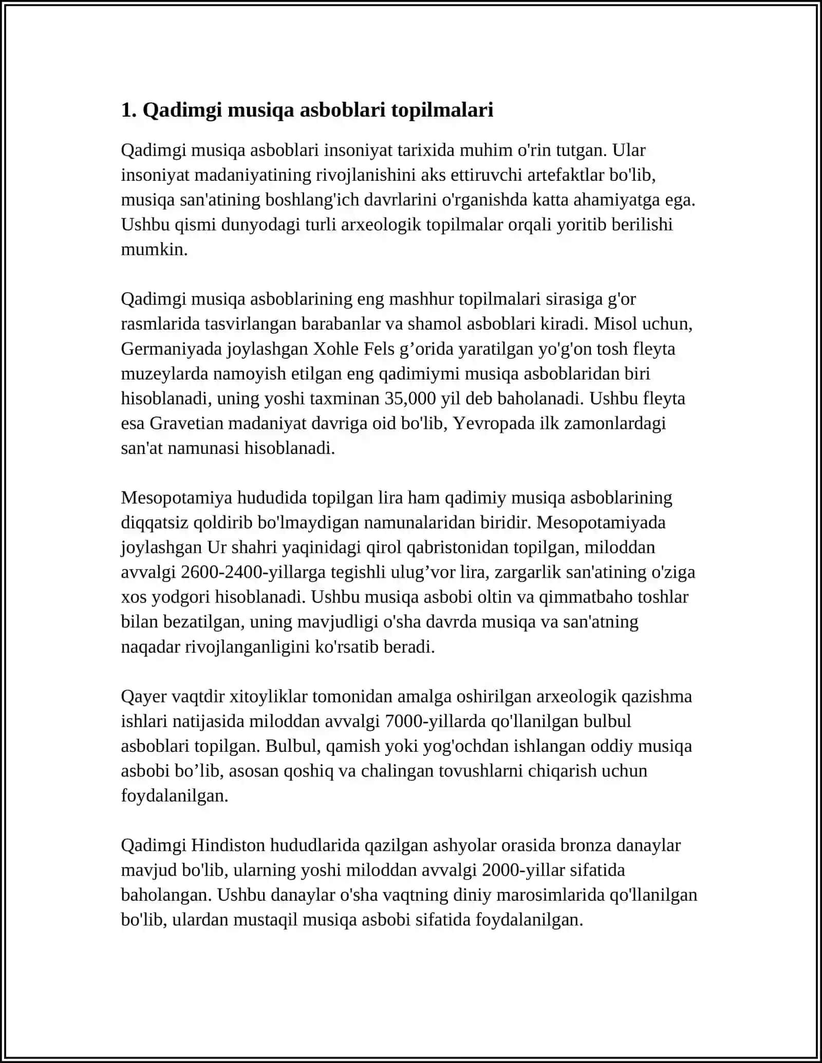 O'RTA OSIYO HUDUDIDA O'TKAZILGAN ARXEOLOG QAZILMA ISHLARI OLIB BORISH JARAYONIDA NOYOB MUSIQA SAN'ATIGA DOIR TOPILMALAR 4