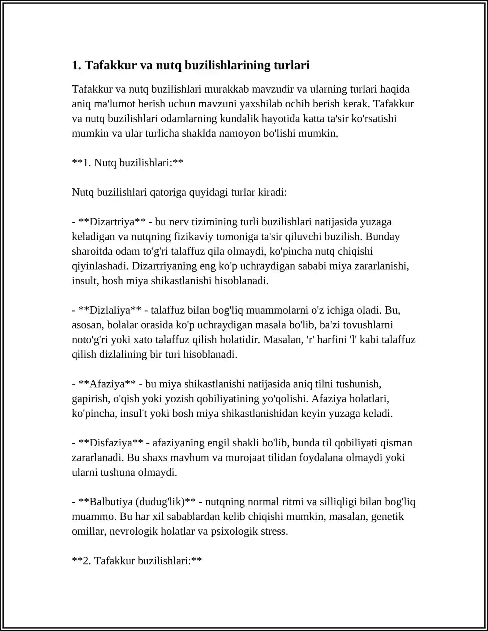 TAFAKKUR VA NUTQ BUZILISHLARI 4