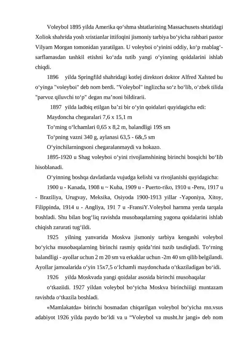 Voleybol sport turining kelib chiqishi va rivojlanishi 4