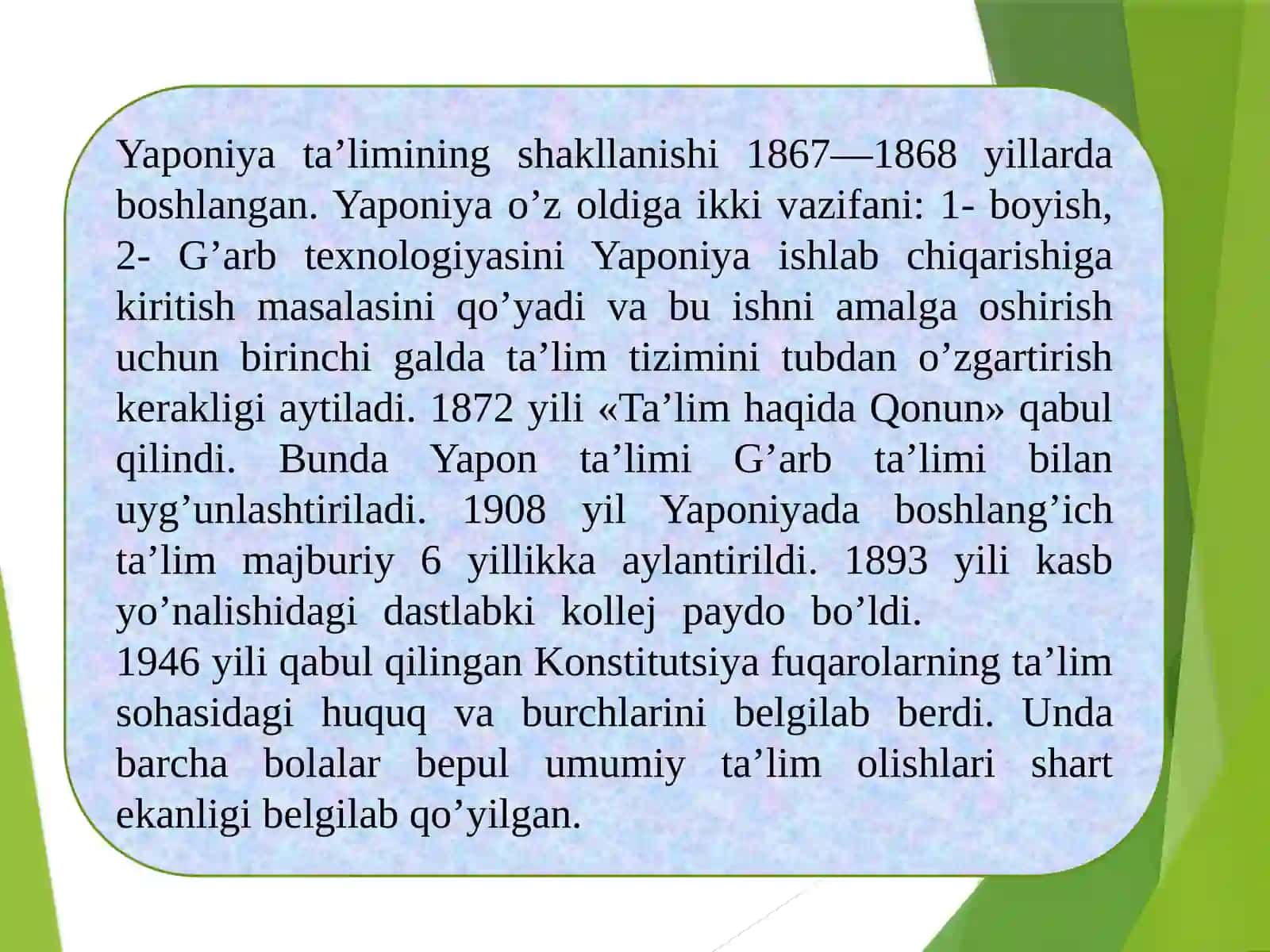 1-Mavzu:Yaponiya va Janubiy Koreyada ta’lim va tarbiya masalalariningo‘ziga xos xususiyatlari 4