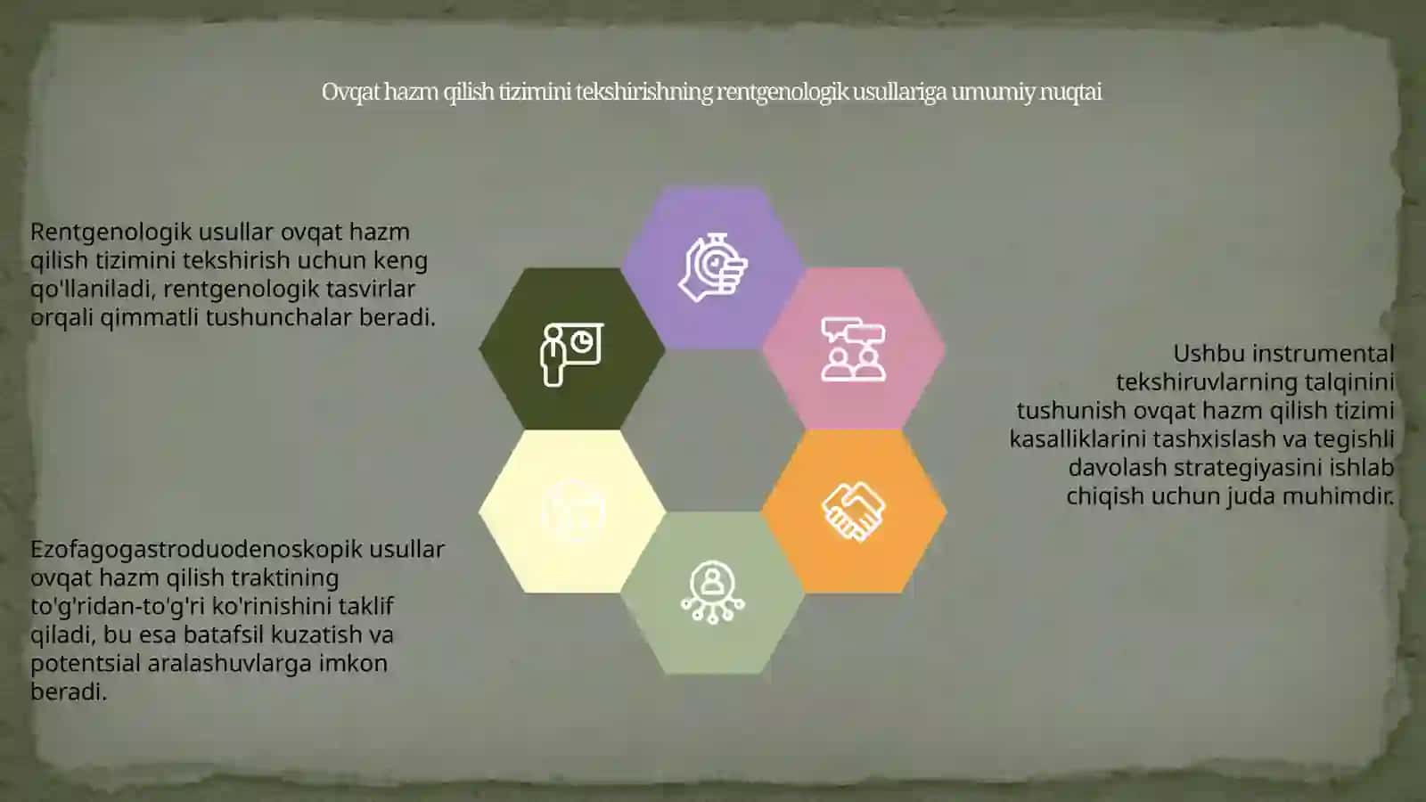 Hazm tizimini instrumental tekshirish usullari:rentgenologik,ezofagogastroduodenoskopik usullar intrepretatsiyasi 4