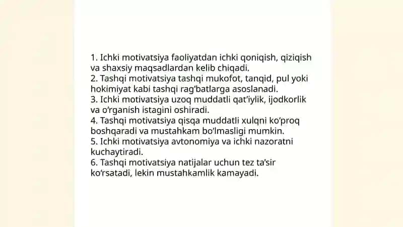 Motivatsiya nazariyasining asosiy kontseptsiyalari 4