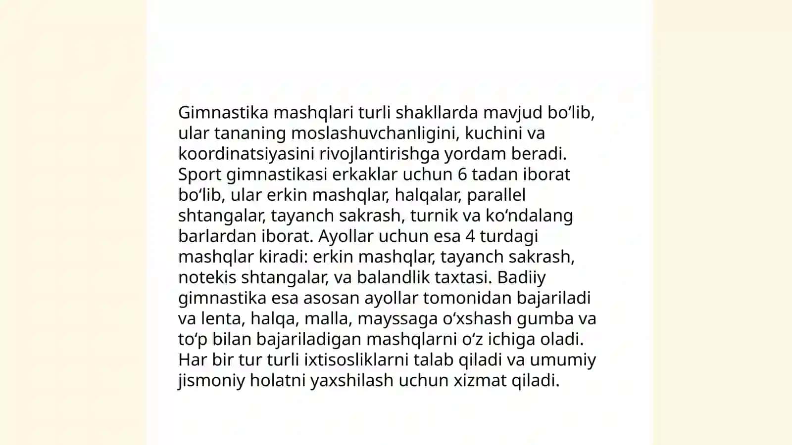 Ertalabki badan tarbiya mashg'ulotlari 4