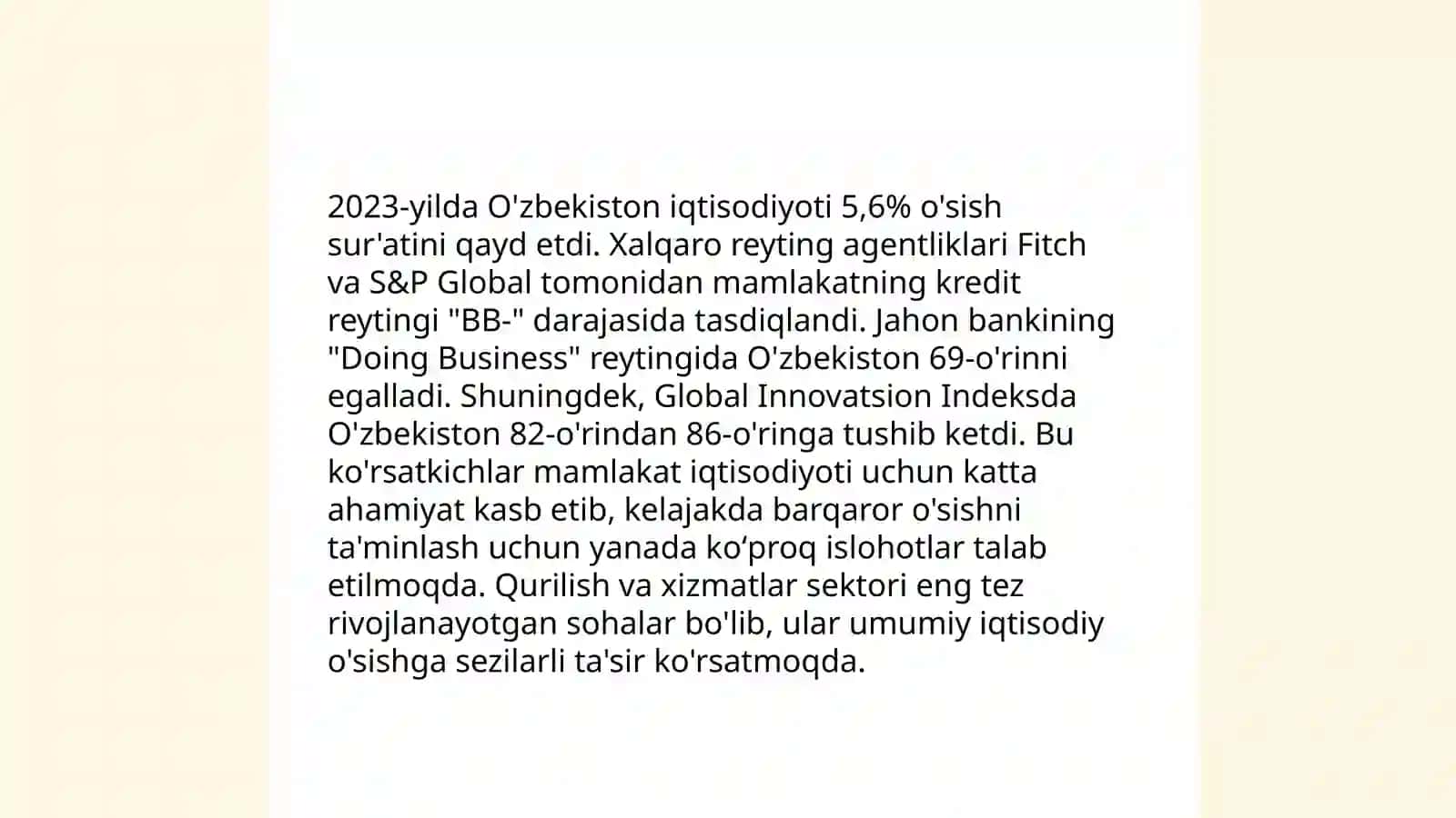 Yangi Oʻzbekiston Ijtimoiy-Iqtisodiy va Madaniy Hayotida Oʻzgarishlar 4