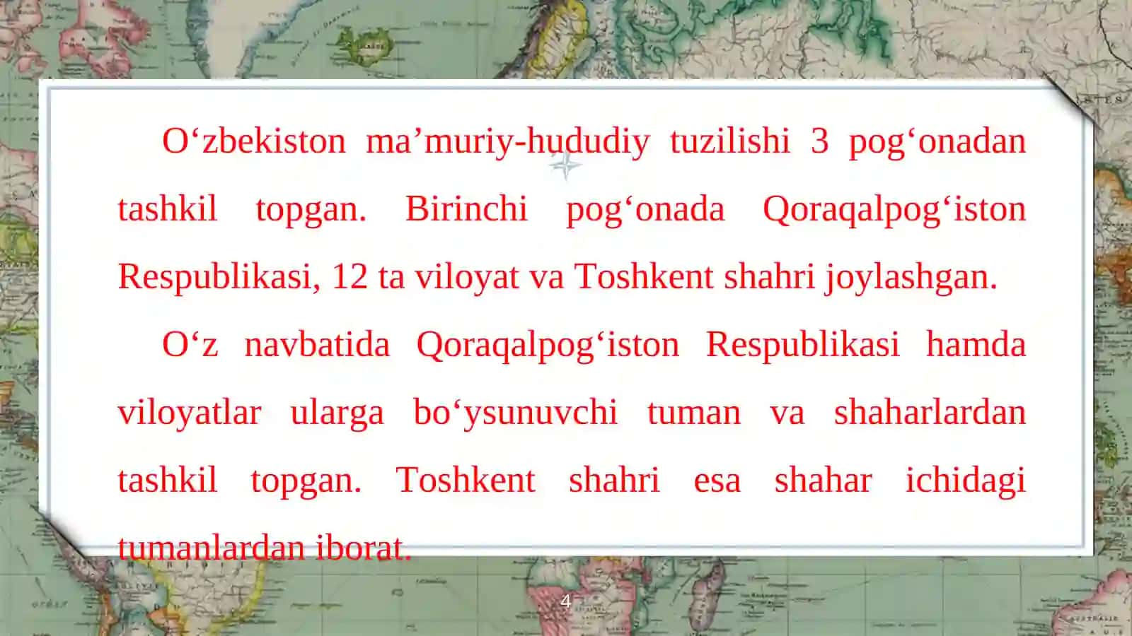 O‘zbеkistоnning mа’muriy-hududiy tuzilishi 4