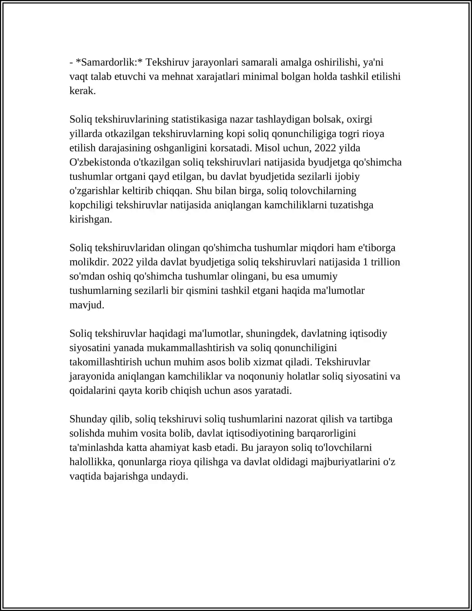 SOLIQ TEKSHIRUVI MOHIYATI VA KAMERAL SOLIQ TEKSHIRUVI 4