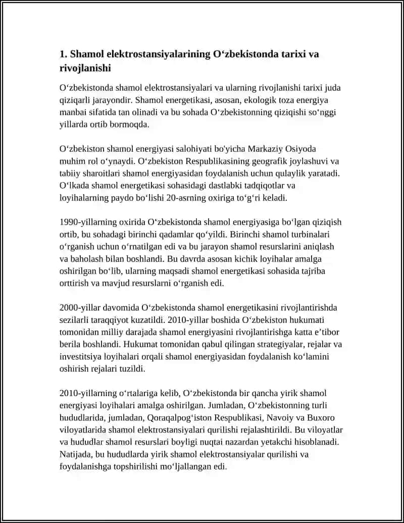 SHAMOL ELIKTIRA STANSIYALARINIG OʻZBEKISTONDA TUTGAN OʻRNI 4