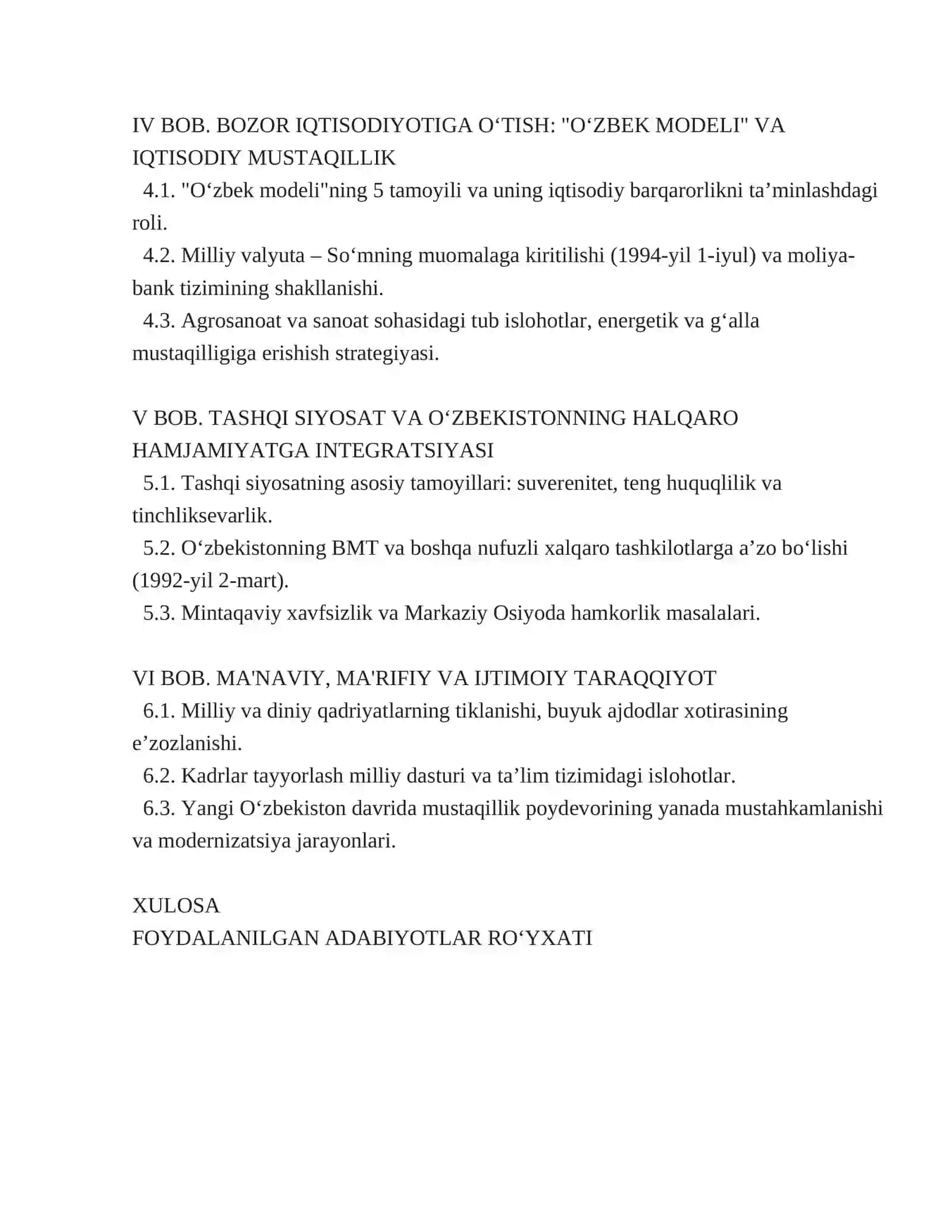 Oʻzbekiston Respublikasining mustaqillikka erishishi va uning tarixiy ahamiyati 4