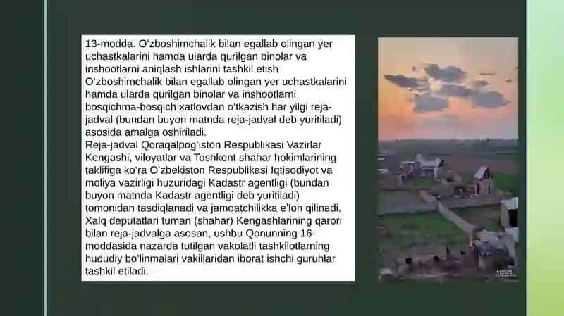 Oʻzboshimchalik bilan egallab olingan yer uchastkalariga huquqlar haqida 4