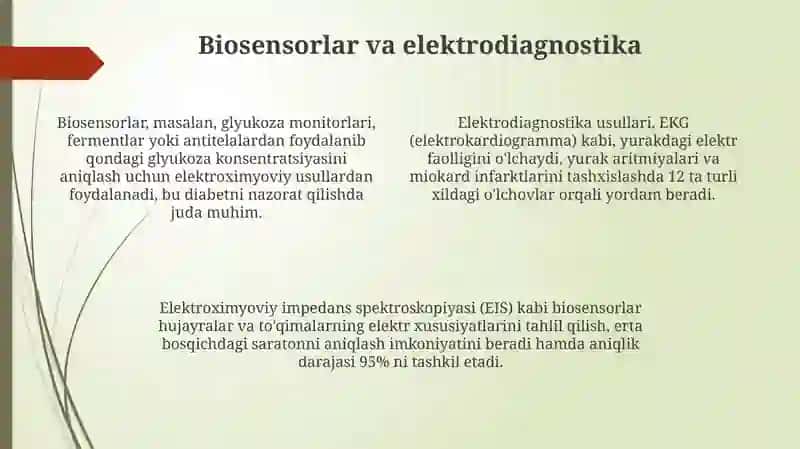Тиббийотда електрохимиянинг ахамияти 4