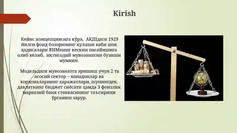 Keynisning makroiqtisodiy muvozanat modeli 4