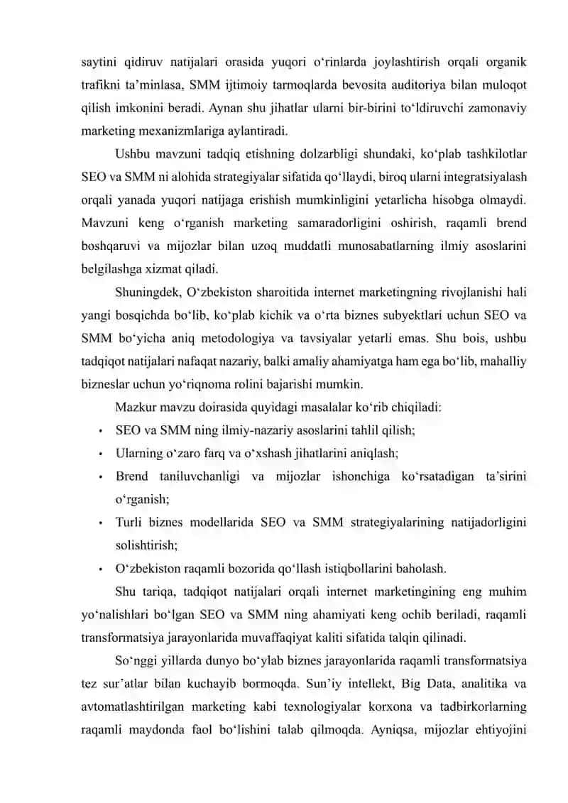 Internet marketingida SEO va SMM ta’sirini o‘rganish 4