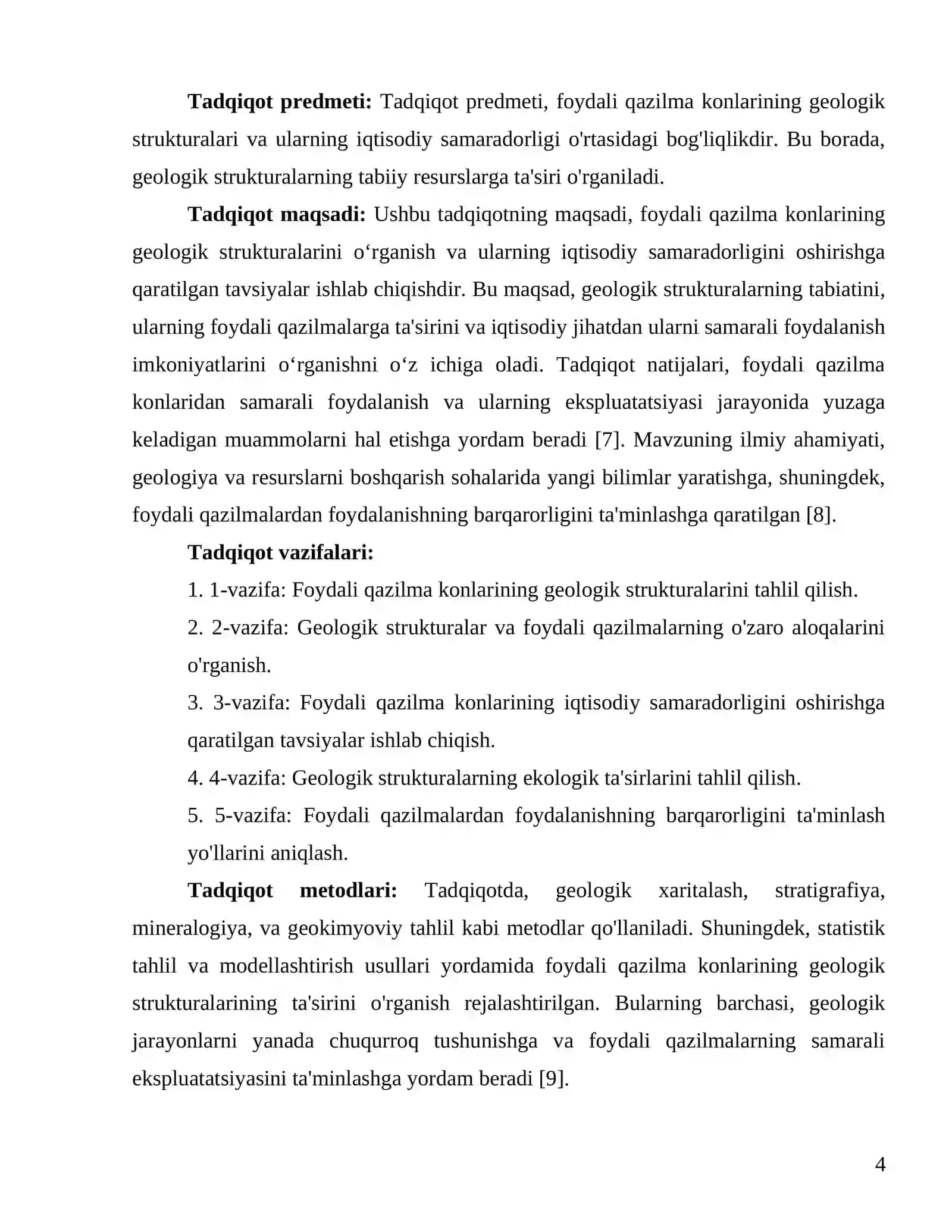 SAMARQAND DAVLAT UNIVERSITETI GEOLOGIYA FANIDAN KURS ISHI 4