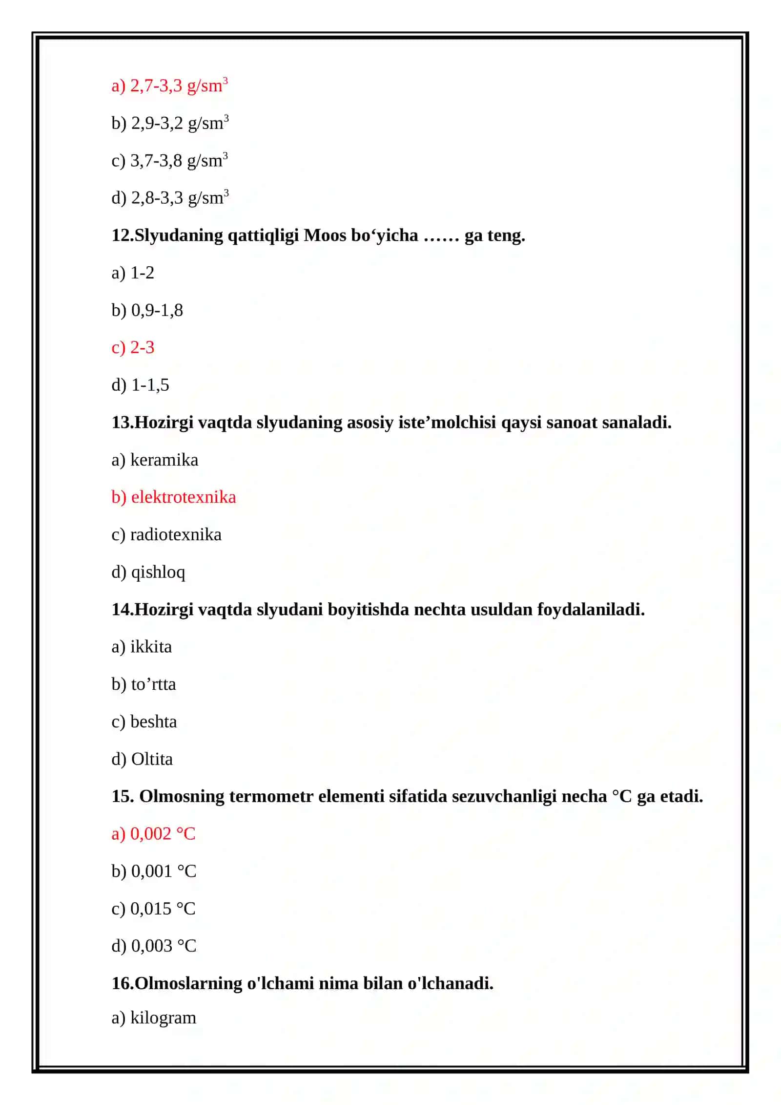 Nometall rudalarni boyitish texnologiyasi testi 4