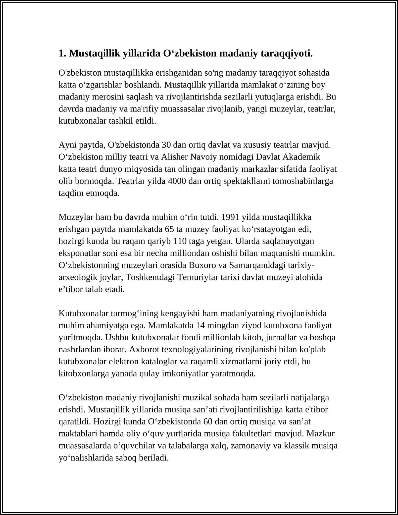 MUSTAQILLIK YILLARIDA ÕZBEKISTONDA GI MA'NAVIY VA MARIFIY TARAQIYOT 4