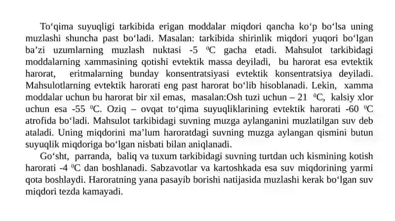 Oziq-ovqat mahsulotlarini muzlatgichda konservalashning nazariy asoslari 4