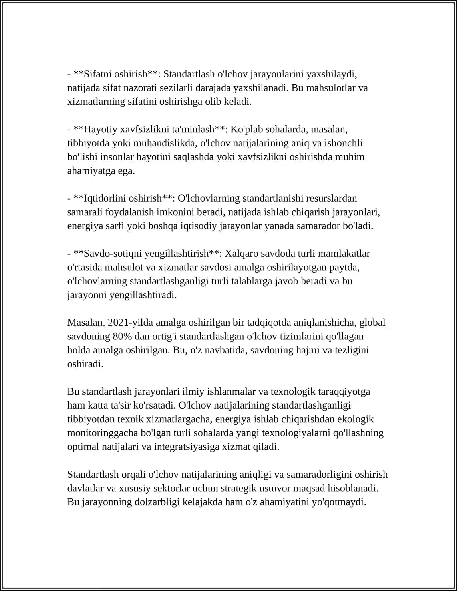 ÒLCHASH NATIJALARINI STANDARTLASH 4