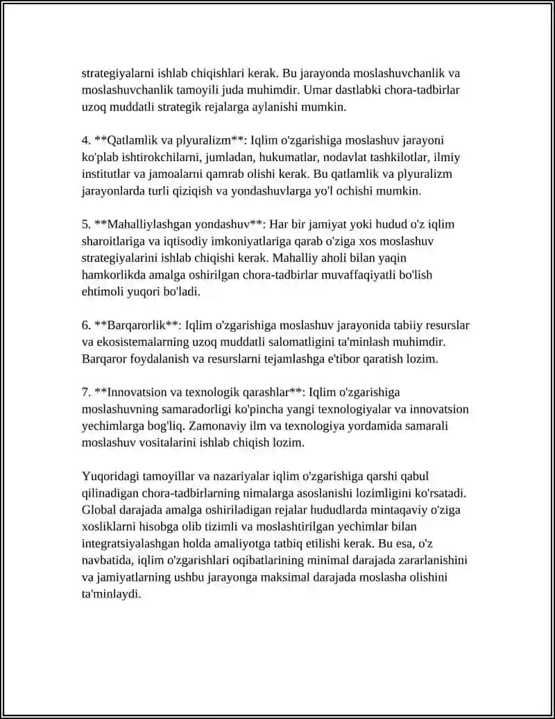 IQLIM O'ZGARISHIGA MOSLASHUV 4
