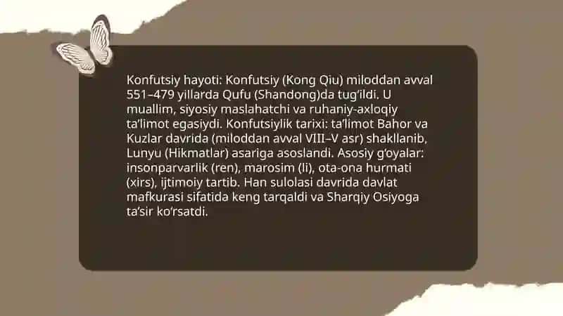 Milliy dinlar. Konfutsiylik milliy dini 4