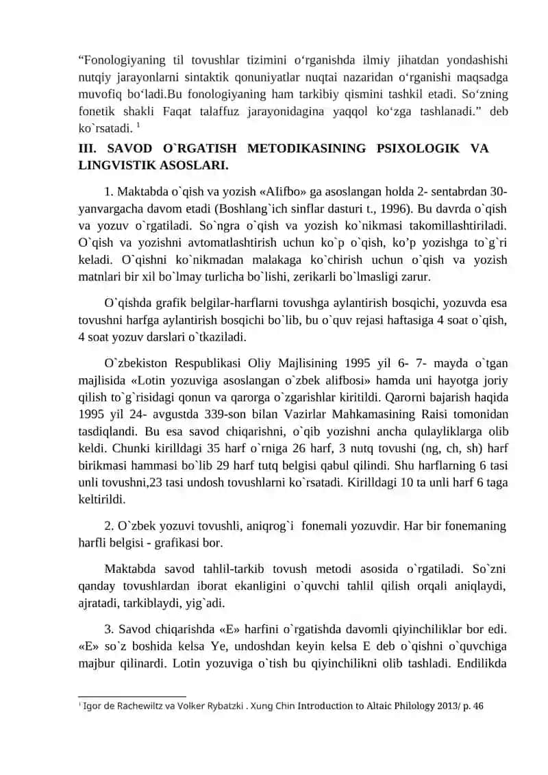 Savod o‘rgatish mеtodikasining maqsad va vazifalari. Savod o‘rgatish metodikasining ilmiy, psixologik va lingvistik asoslari. 4