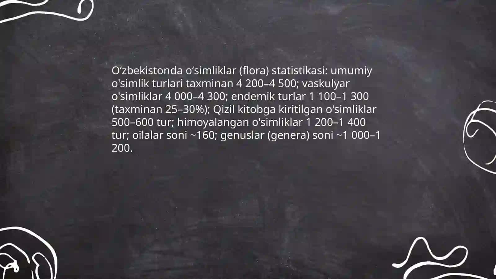 Oʻzbekistonda biologik xilma-xillikning hozirgi holati flora fauna statiska endemizm 4