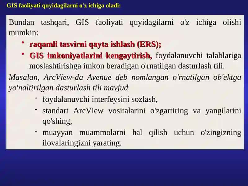 GISning funktsionalligi va GIS texnologiyalari elementlari 4