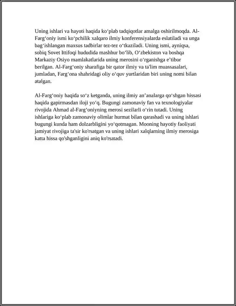 AHMAD AL-FARGʻONIY HAQIDA REFERAT 4