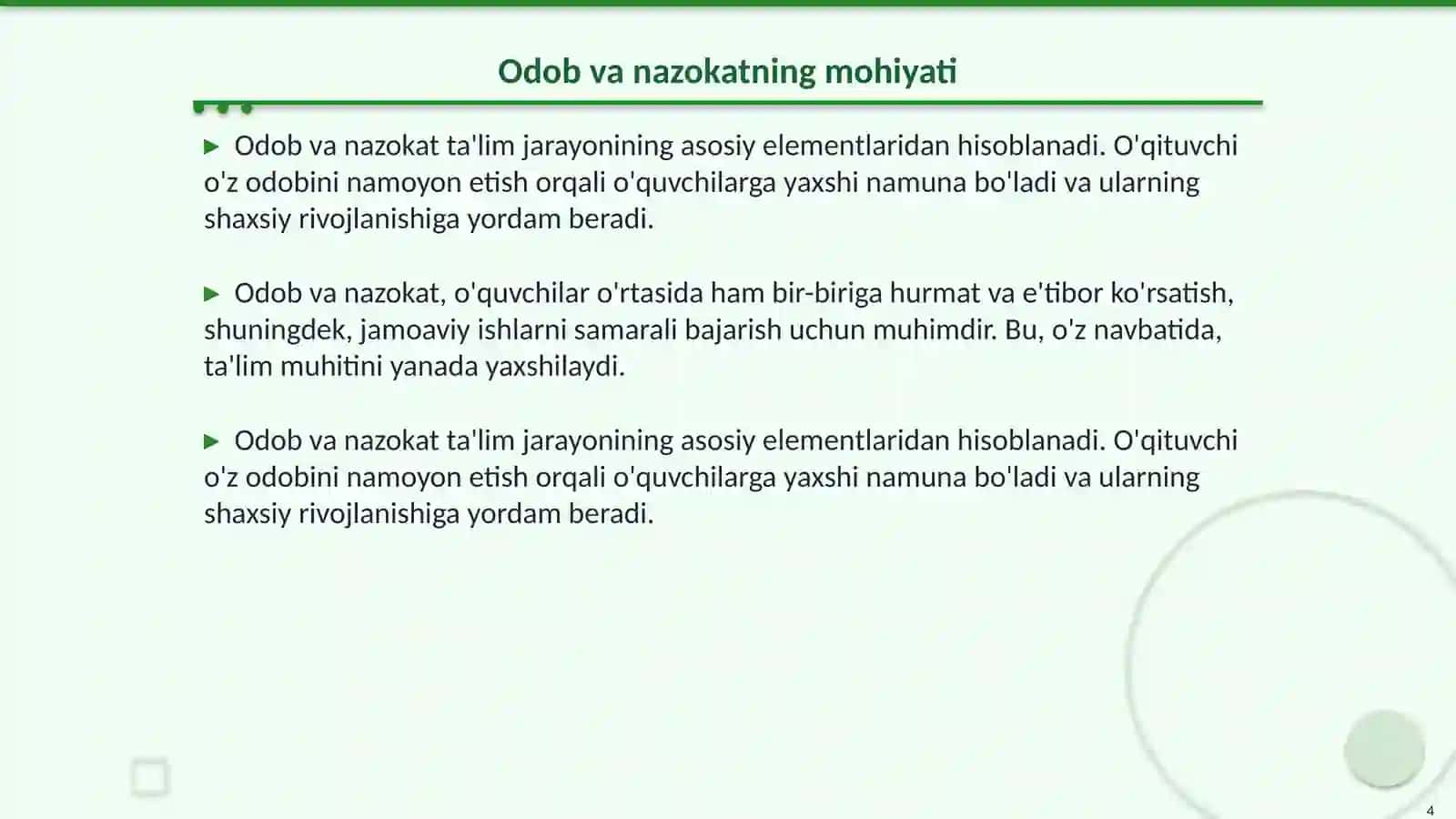 Pedagogik odob 4