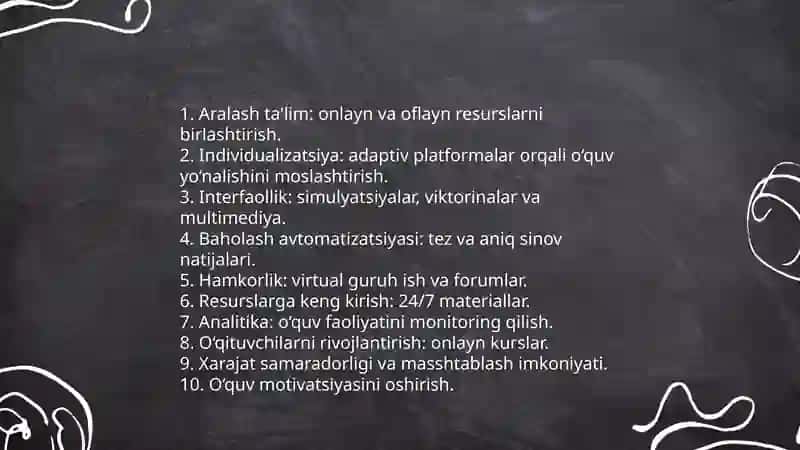 Elektron ta'lim resurslaridan foydalanish imkoniyatlari 4