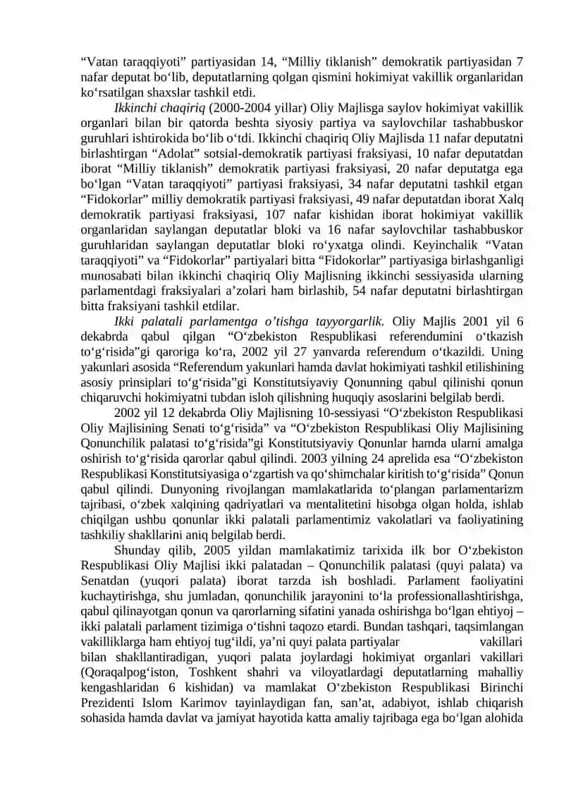 O‘zbekistonda demokratik, fuqarolik jamiyati asoslarining shakllantirilishi, amalga oshirilgan siyosiy o‘zgarishlar 4