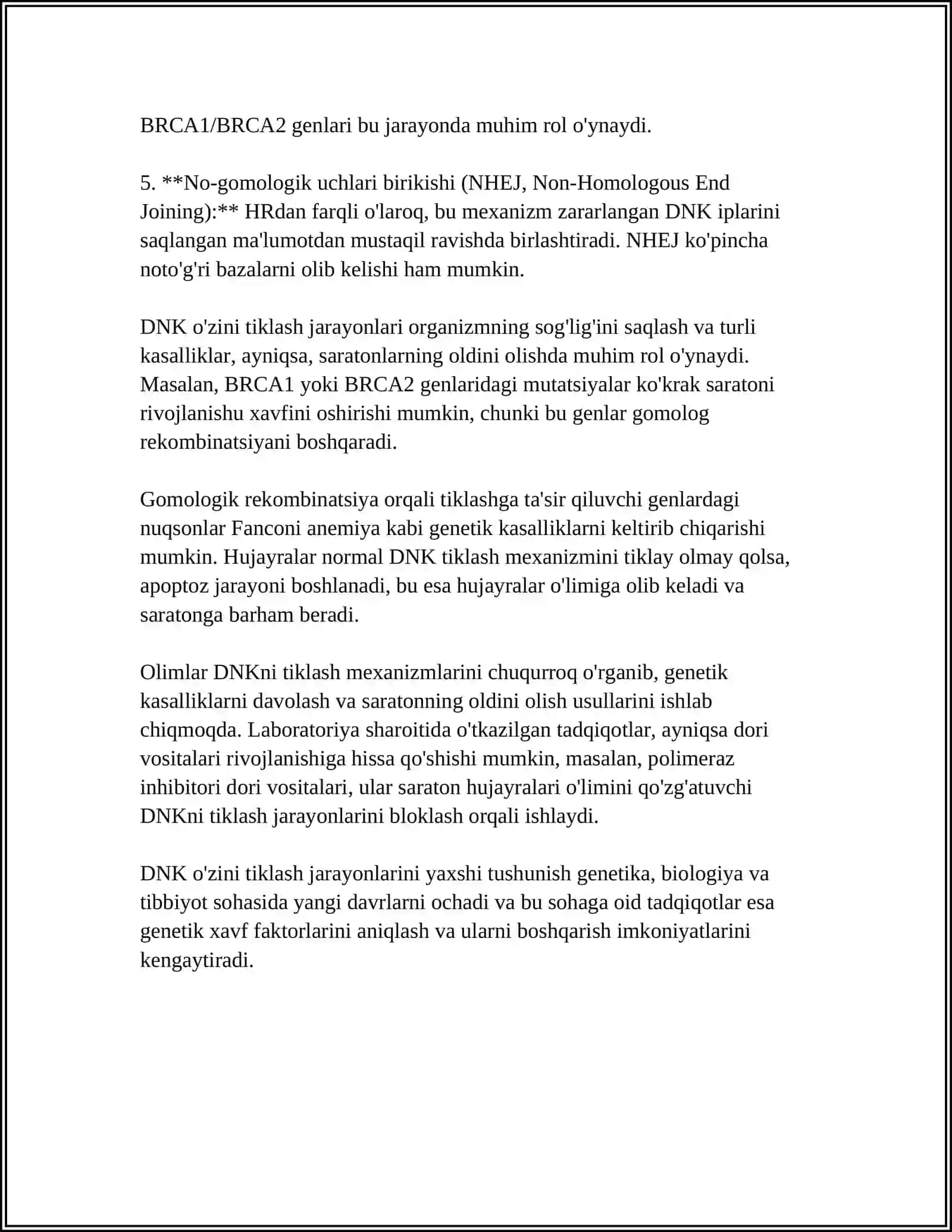 DNK ning oqsil biosintezidagi roli. Genetika injeneriya. O'zgaruvchanlik va uning shakllari 4
