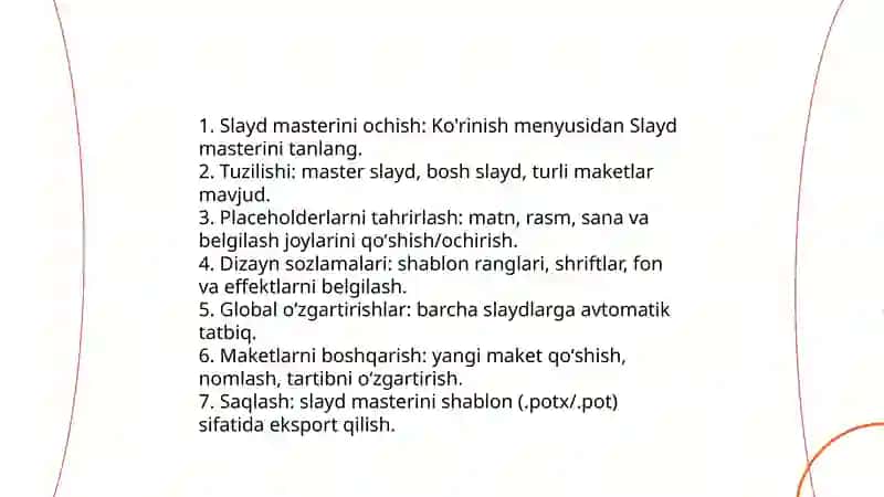 Standart shablonlar asosida taqdimotlarni yaratish 4