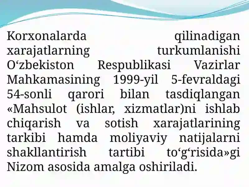 Korxonalarda mahsulotlar tannarxi 4