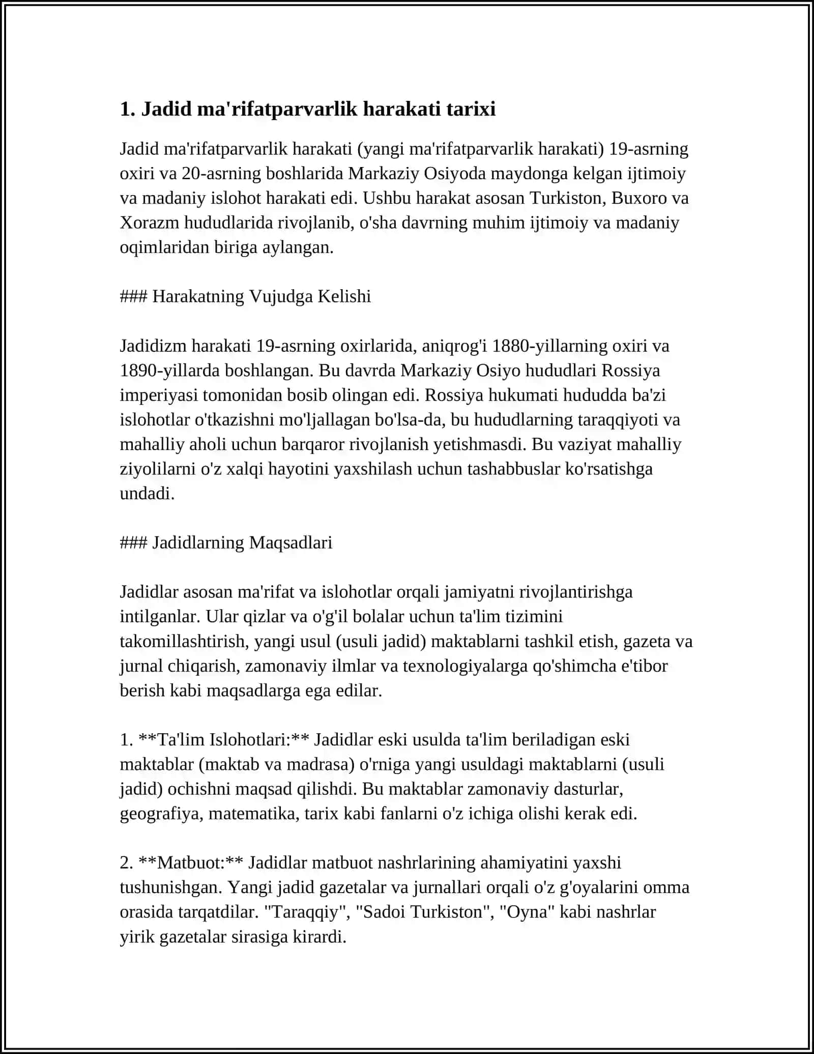 JADID MA'RIFATPARVARLARINING OʻLKA IJTIMOIY-MA'NAVIY HAYOTIDA TUTGAN OʻRNI 4