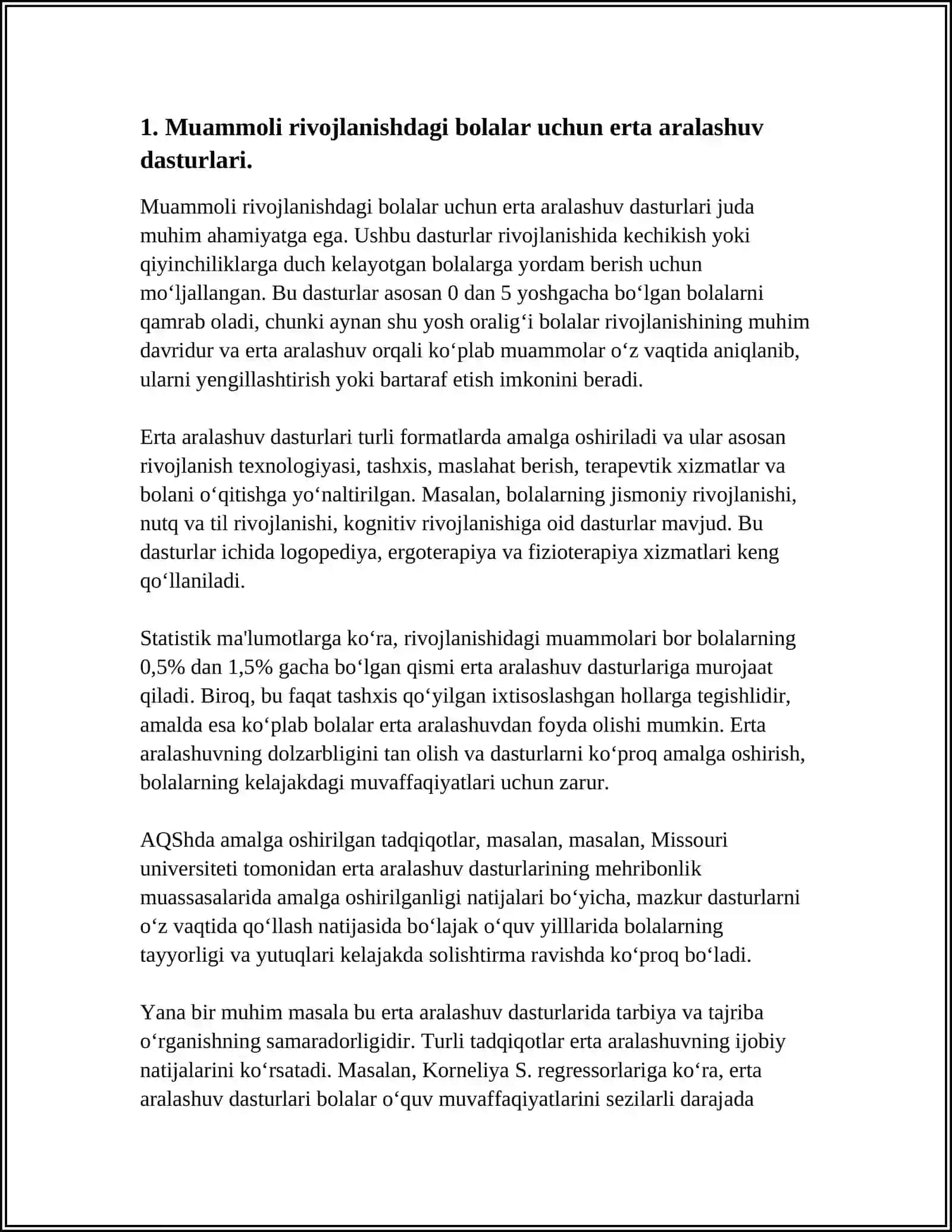 ILK YOSHDAGI RIVOJLANISHIDA MUAMMOLARI BO'LGAN BOLALARNI TARBIYALASH VA IJTIMOIY HAYOTGA MOSLASHUVI BO'YICHA XORIJIY MAMLAKATLAR TAJRIBASI 4